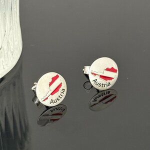 Austria Map Earrings S925 Sterling Silver Handmade Ear Stud